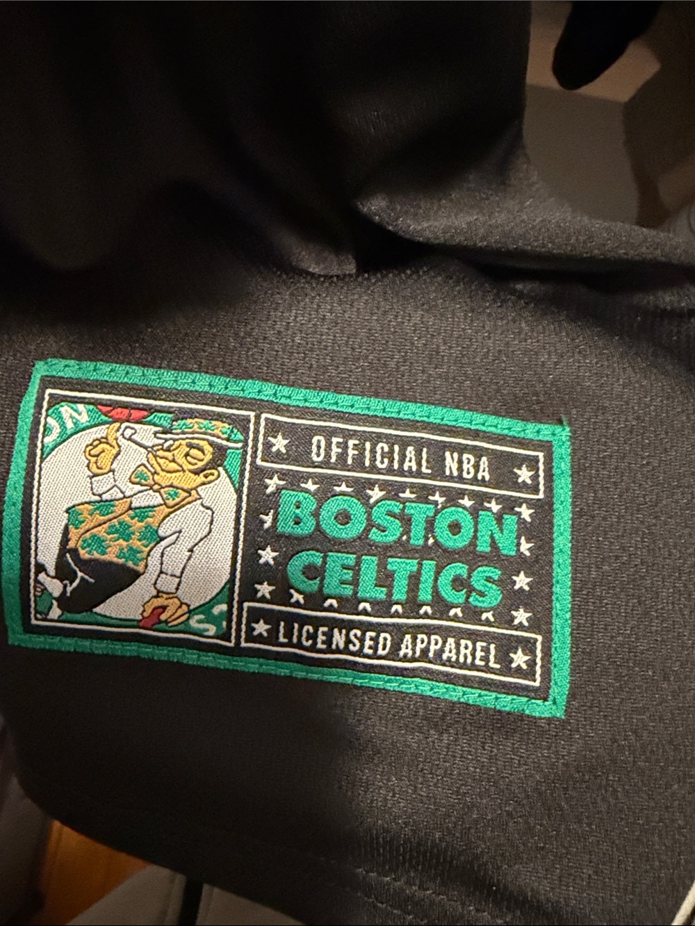 NBA Celtics MLB Style Button Up Black Jersey with Green Trim - Picture 4 of 4